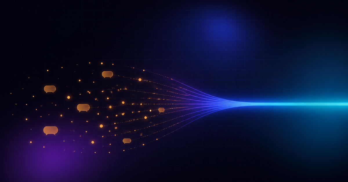 Scattered signals converging into a single stream of insight